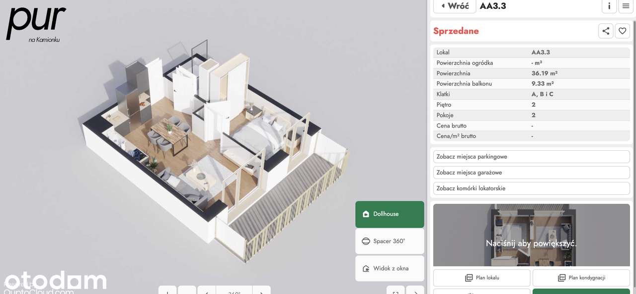 2 pokoje 36,19 m², balkon 9,33 m², 2 piętro, Odbiór 12/2026