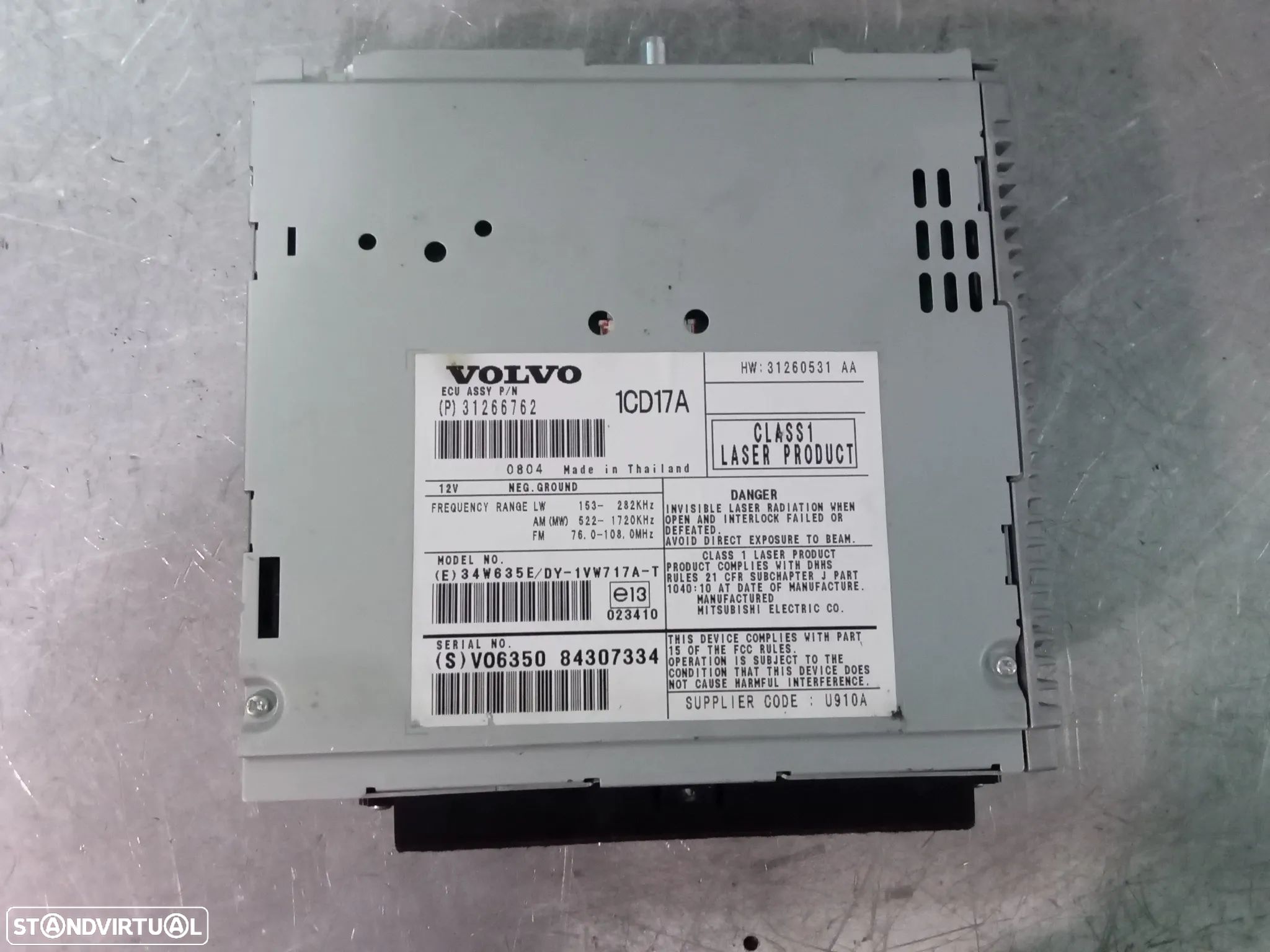 AUTO-RADIO ORIGINAL VOLVO C30 S40 V50 31266762 1CD17A - 1