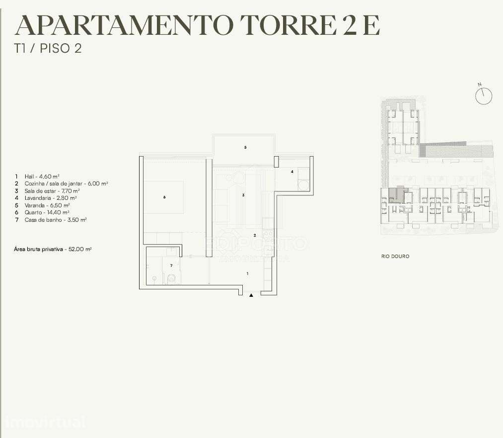 Apartamento T1com terraço em empreendimento de luxo no Campo Alegre, P - Grande imagem: 2/24