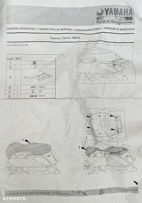 Stelaż pod kufer centralny Yamaha X-MAX 125 / 250 (2005-2009)  1C0-W0736-00 - 2