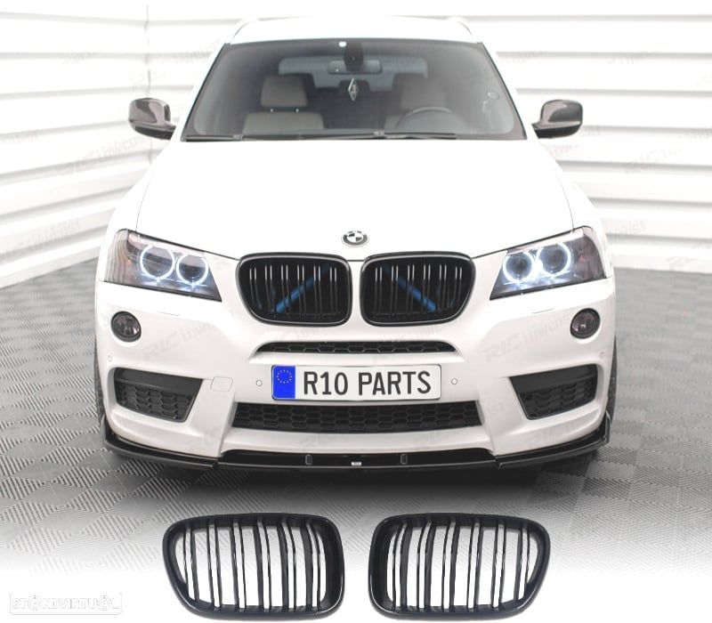 GRELHA FRONTAL BMW X3 F25 10-14 PRETO FOSCO LOOK M - 2