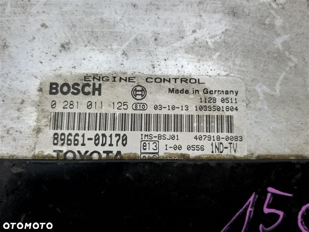 Komputer sterownik silnika Toyota Yaris I 1999-2005 1,4 D4D 0281011125 - 3