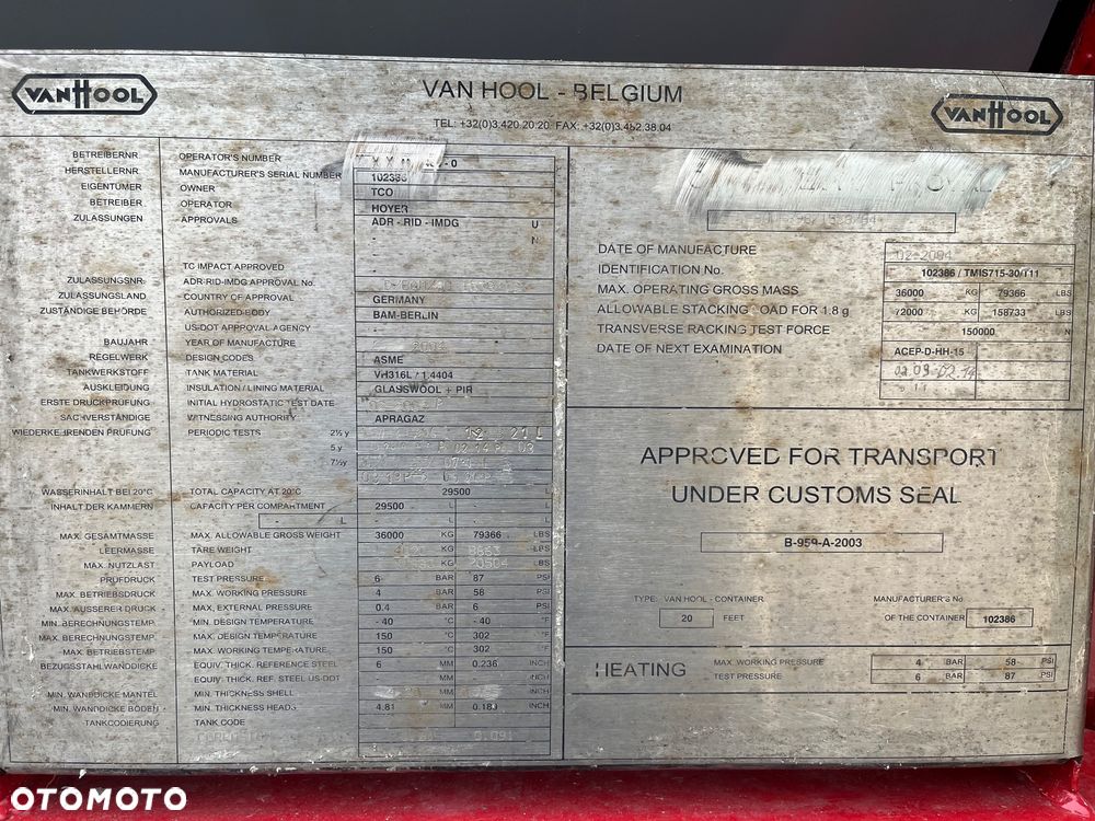 Van Hool Tank Kontener ADR 29500 L4BH - 8