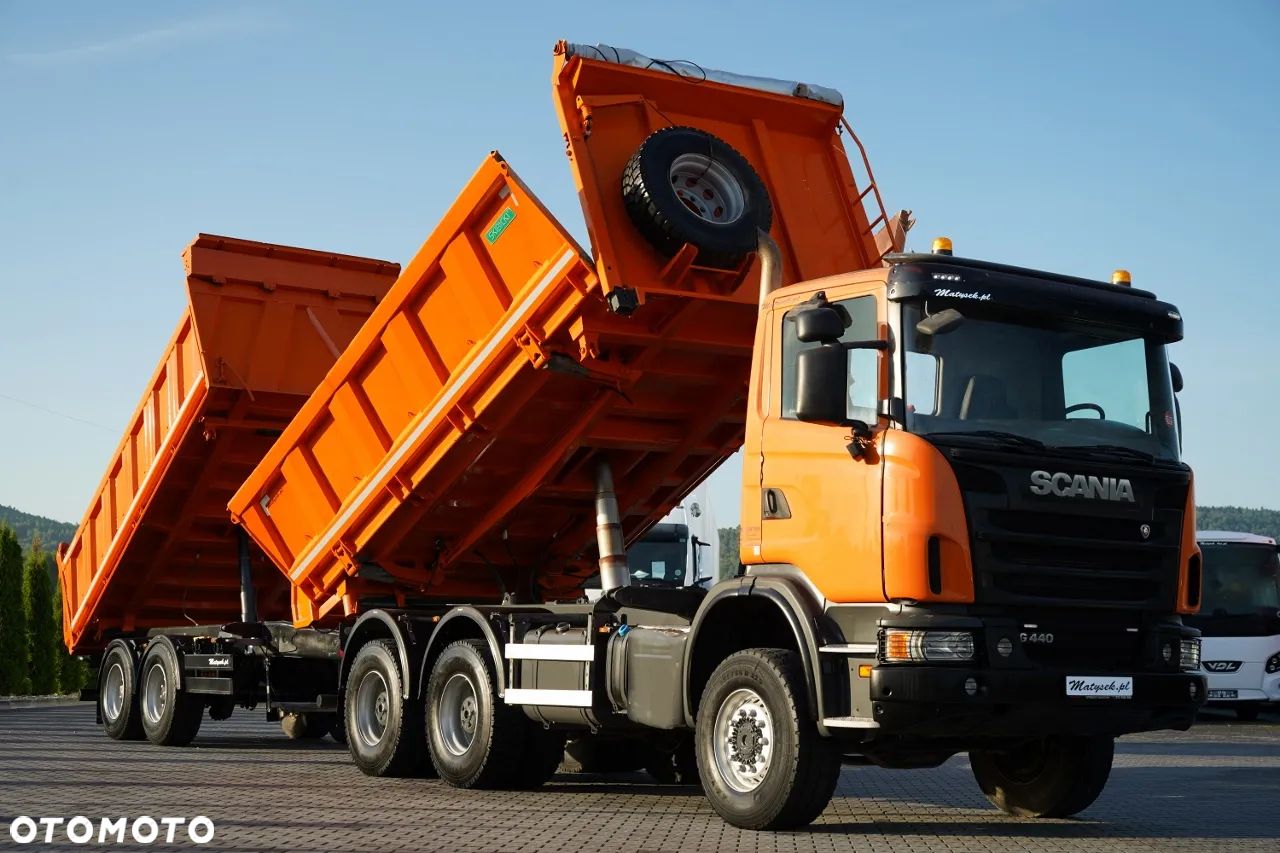 Scania G 440 / 6x6 / ZESTAW / WYWROTKA TRZY-STRONNA / 2X HYDROBURTA /PRZYCZEPA MEILLER / MANUAL - 1