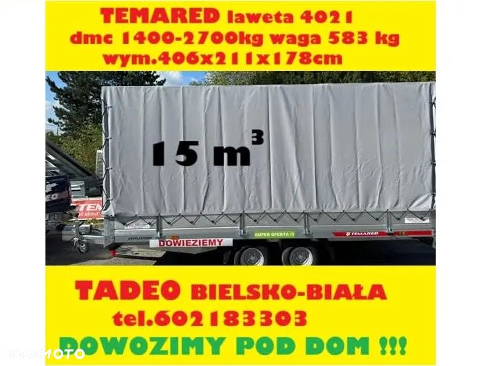 TEMARED CARPLATFORM 4021/2 2,7T stelaż+plandeka 406x211x178