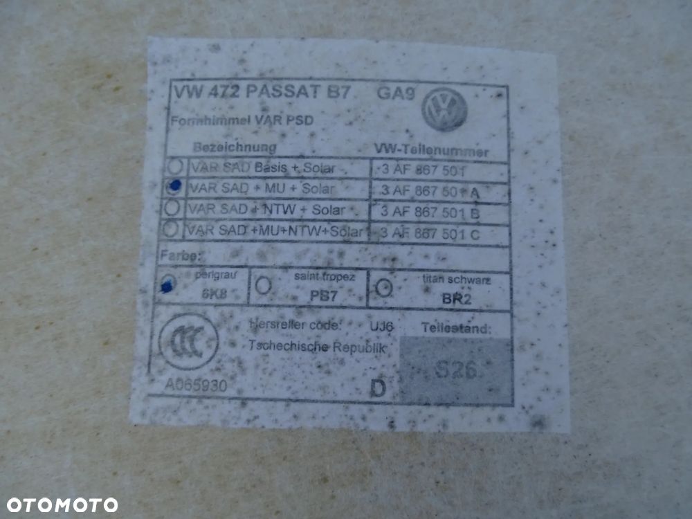 PODSUFITKA SUFIT PANORAMA VW PASSAT B7 KOMBI F-VAT - 6