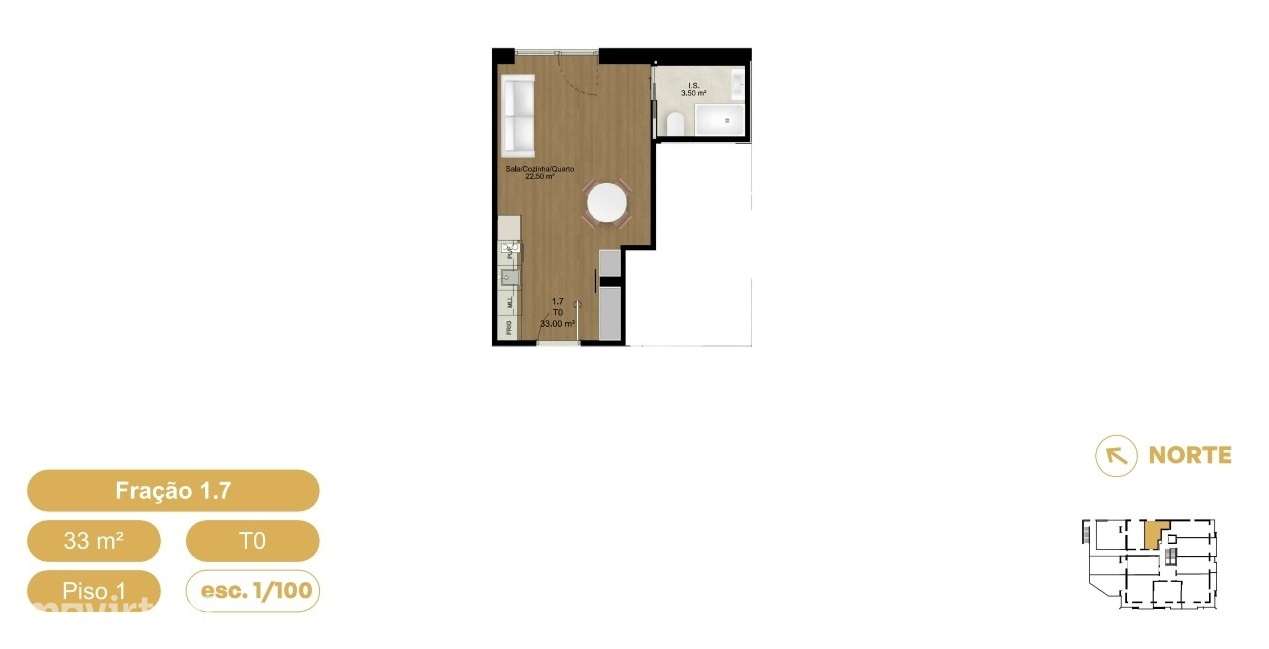 Apartamento T0 novo em Oliveira de Azeméis - Grande imagem: 2/2