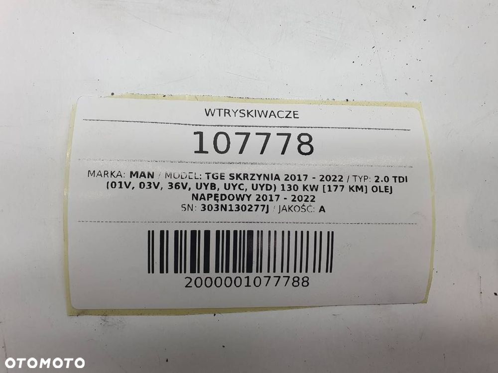 WTRYSKIWACZE KOMPLET 03N130277J 28565339 MAN TGE 2.0 TDI - 7