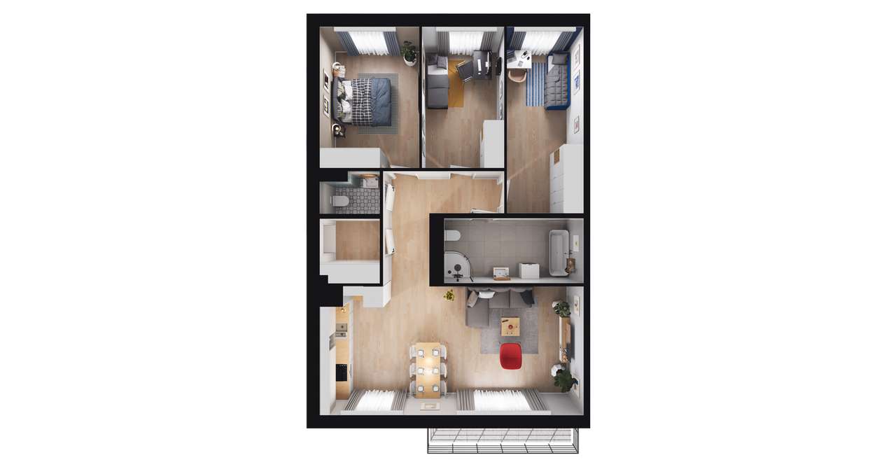 4-pokojowe mieszkanie 89m2 + balkon - Pełny obrazek: 2/5
