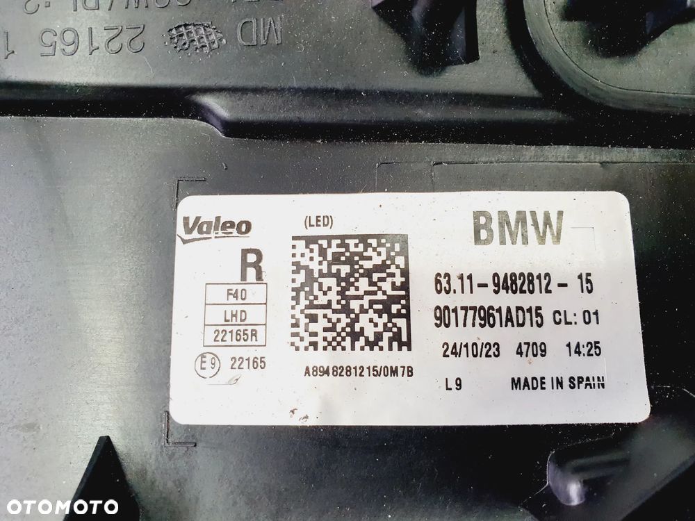 BMW 1 F40 LAMPA PRAWA PRZÓD FULL LED ADAPTIVE 9482812 ORYGINAŁ EU!!! - 10