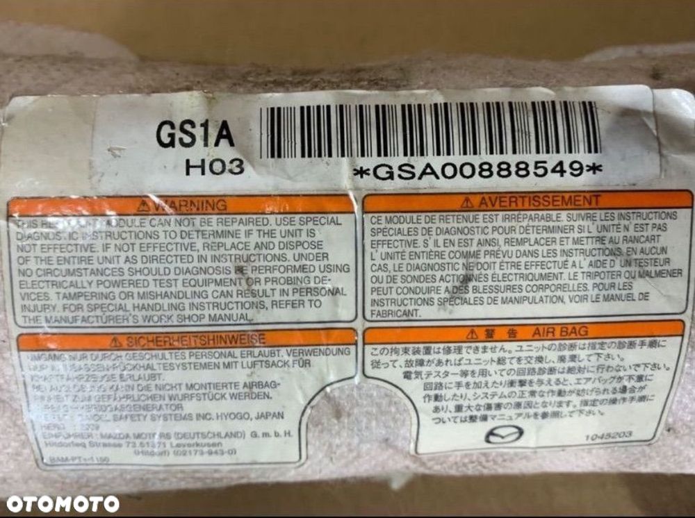 GS1A poduszka airbag fotela mazda 6 II gh 08-13 - 2