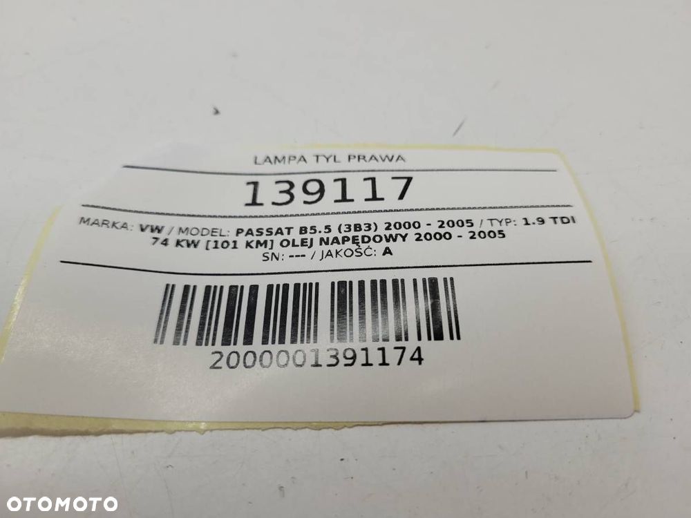 LAMPA TYŁ PRAWA VW PASSAT B5 KOMBI LIFT EUROPA 2004 - 8