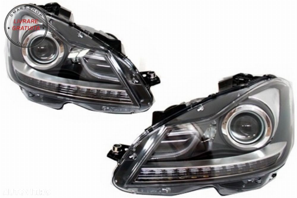 LED DRL Faruri Bi-Xenon Mercedes C-Class W204 Facelift (2011-2014)- livrare gratuita - 1