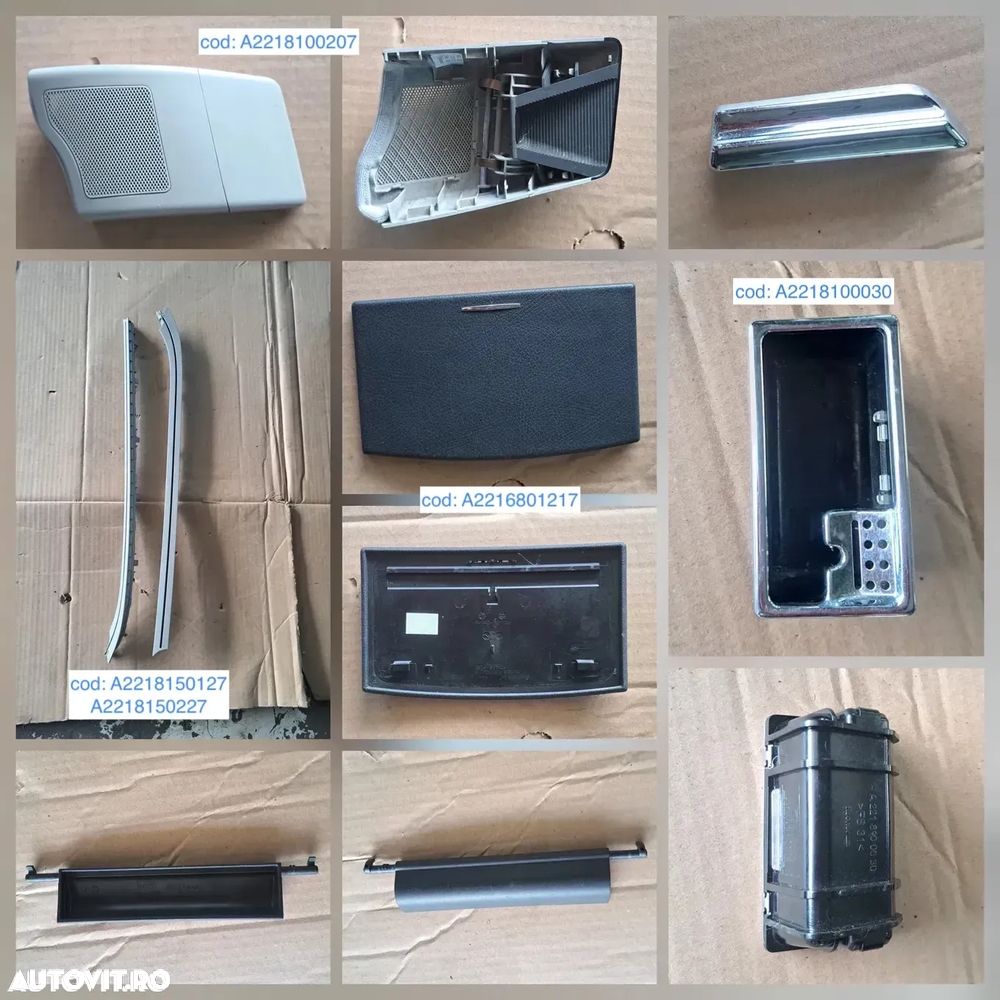 Panou perdeluta luneta grila difuzoare ornamente stalp torpedou ornamente ornament trim trimuri praguri parasolar covorase Mercedes s class w221 - 6