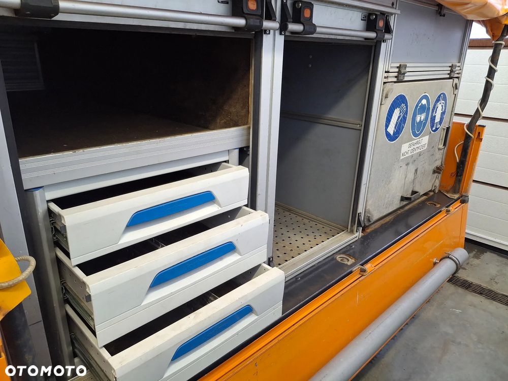 Volkswagen Transporter T5 Lift Doka Brygadówka Serwisowy Drogowy Półki Szuflady Warsztat Auto Warsztat Służba Drogowa Pomarańczowy Mobilny Serwis - 13