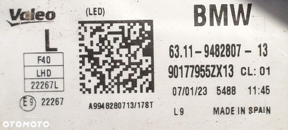 BMW 1 F40 Reflektor Lewy 90177955ZX13 - 6