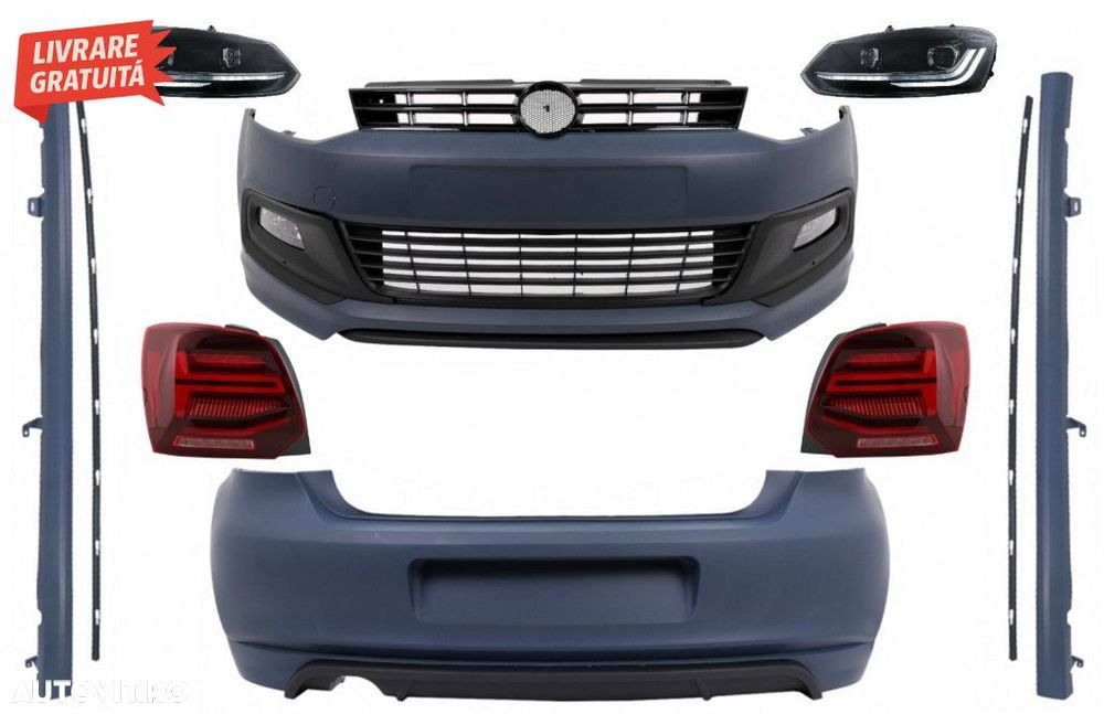 Pachet Exterior cu Faruri si Stopuri VW Polo 6R 6C (2009-2017) R-Line - 1