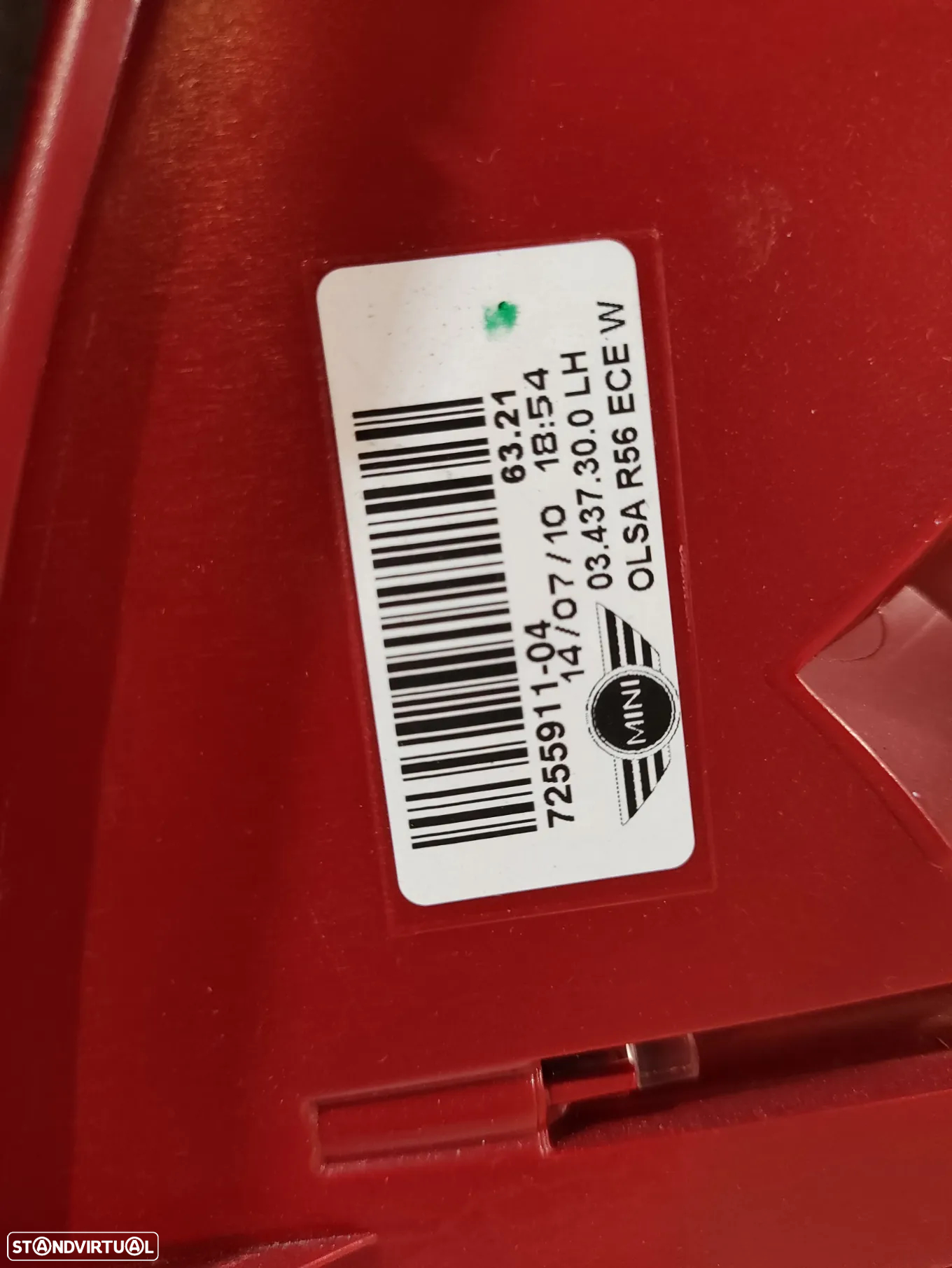 FAROLIM FAROLINS TRASEIRO TRÁS ESQUERDO DIREITO ORIGINAL MINI COOPER R56 LCI FACELIFT 63217255912 7255912 63217255911 7255911 R57 CABRIO LCI R58 COUPE R59 ROADSTER - 6