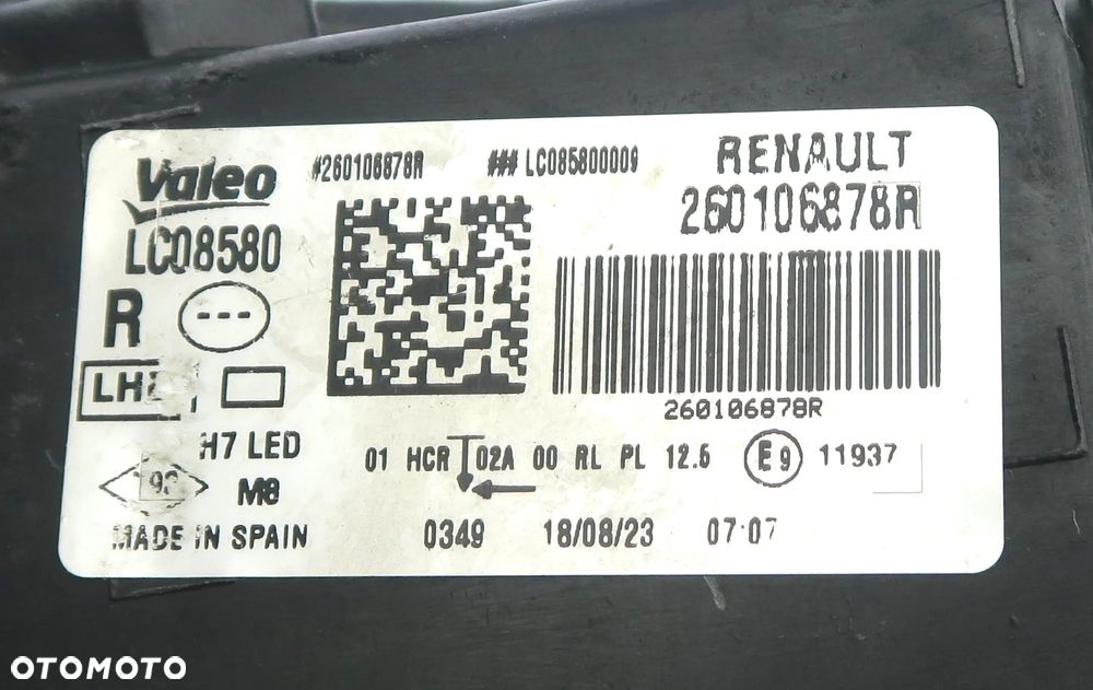 RENAULT MEGANE 4 IV 2016 - reflektor soczewka H7 + LED długi ORYGINAŁ OE - 5
