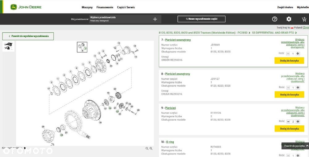 Łożysko układ napędowy dyferencjał John Deere JD9069 oryginał - 2