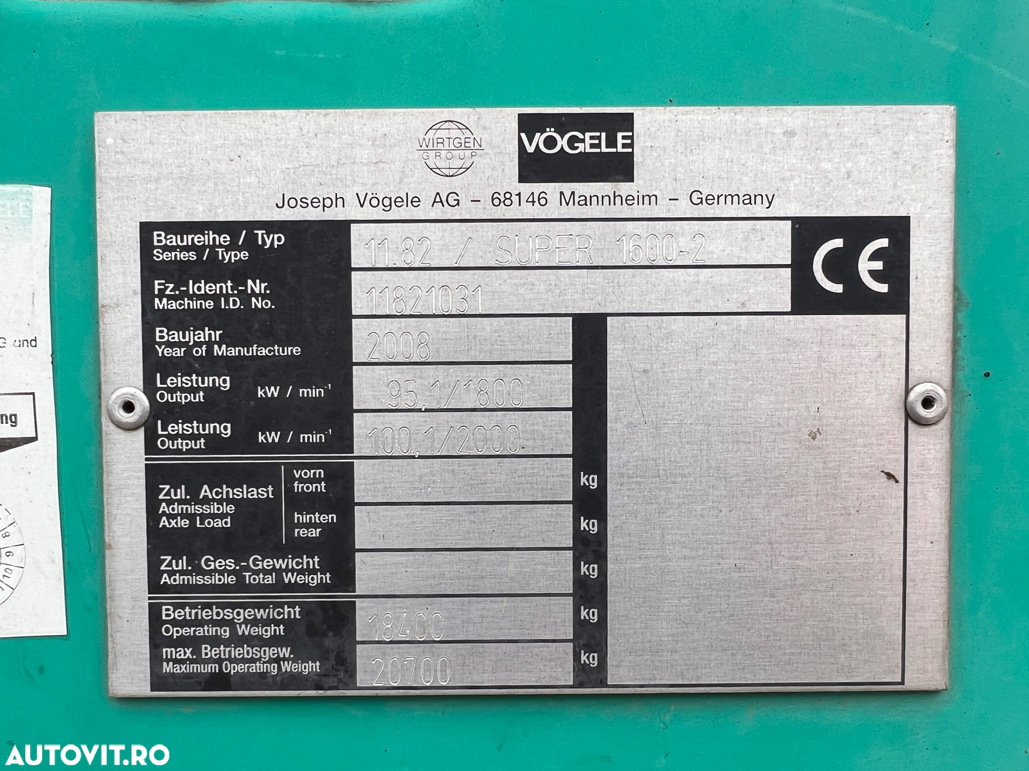 Vogele 11.82 super 1600-2 - 10