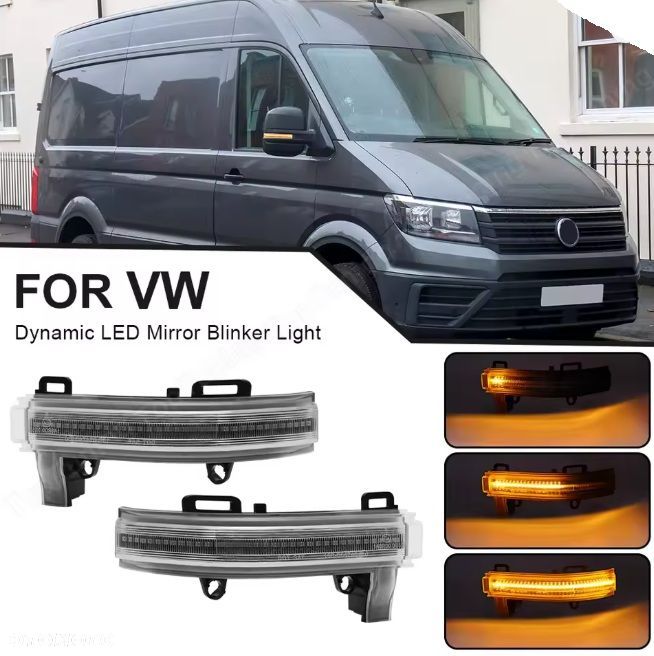 Kierunkowskaz Migacz Lusterko Led Tuning Biały VW Crafter II 2 Man TGE 7c - 1