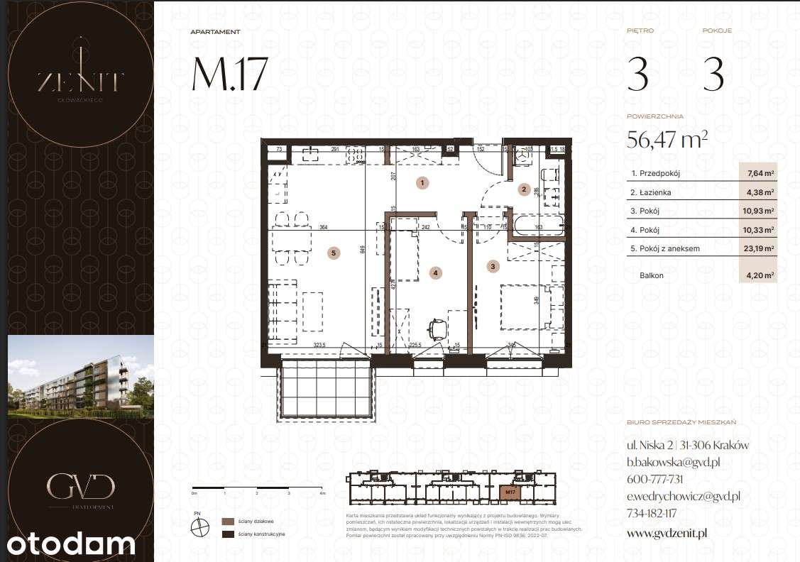 3 pokoje | 56,47 m² | 3. piętro | ZENIT | komfort i światło