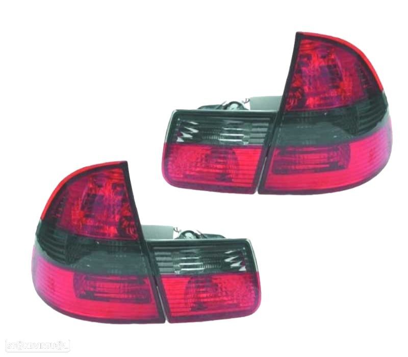 FAROLINS TRASEIROS BMW E46 TOURING 98-05 VERMELHO PRETO - 1