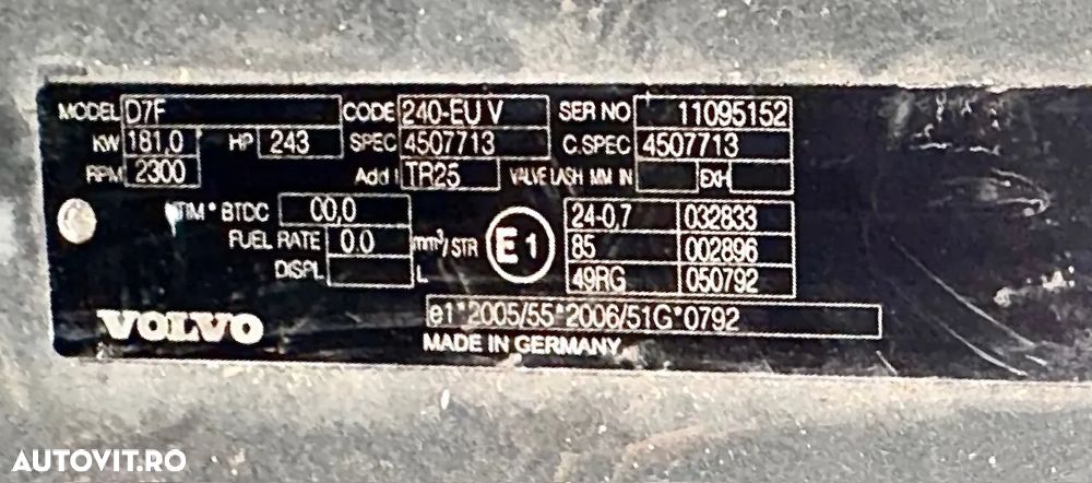 Motor Volvo D7F 243 CP 240-EU V  4507713 : DEZMEMBRARI OLTENIA - 9