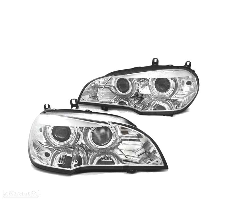 FARÓIS DE LUZ DIURNA BMW X5 E70 07-10 DRL LED CROMADOS AFS XENON - 1