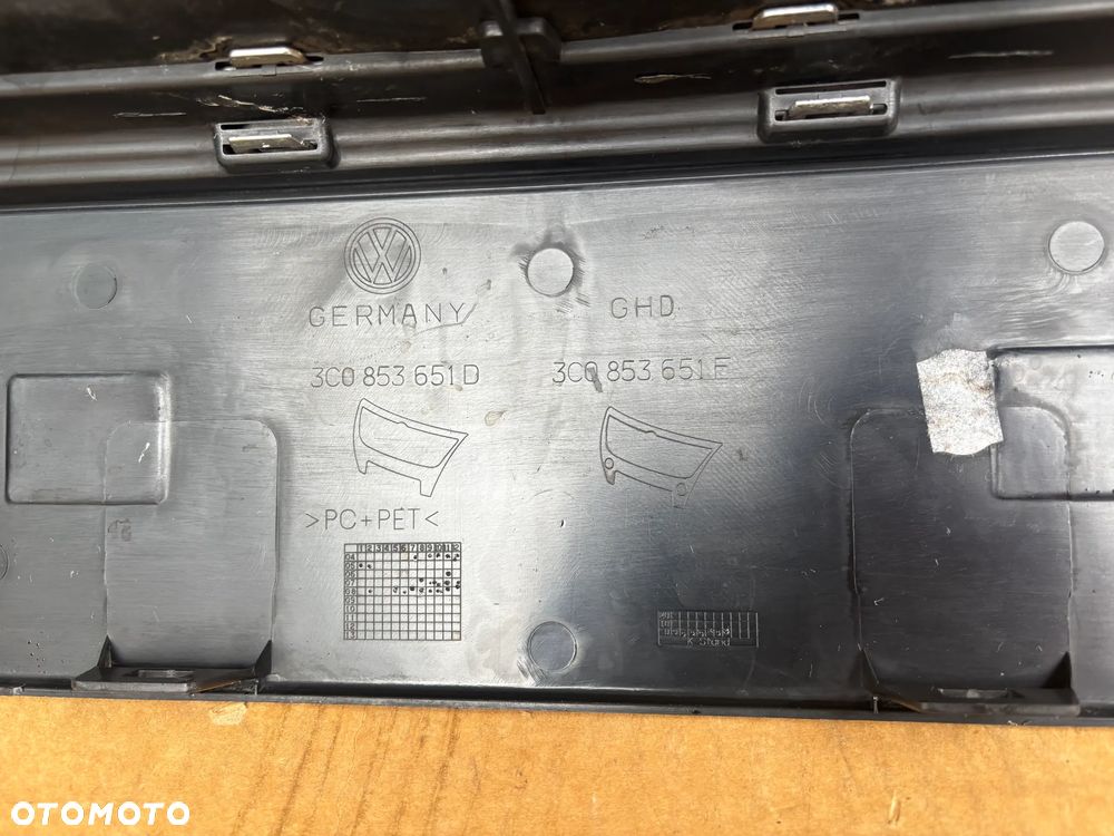 Oryginalny Grill Atrapa Zderzaka Przedniego Vw Passat B6 Chrom 3C0853651D 3C0853651F Pod Czujniki Parkowania Pdc Przód - 6