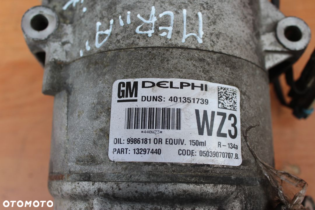 SPRĘŻARKA KLIMATYZACJI OPEL MERIVA A ASTRA H ZAFIRA B 1.4 1.6 16V 13297440 WZ3 - 2