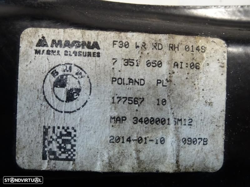 Elevador De Vidro Trás Direito Bmw 3 (F30, F80)  5Yy0637 / 7351050 / 7 - 7