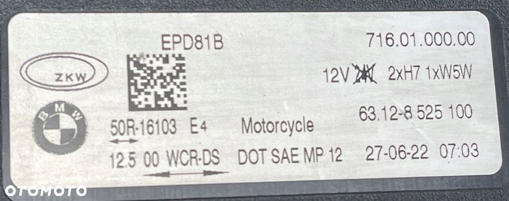 BMW R1200GS R 1200 GS K50 K51 LAMPA PRZÓD PRZEDNIA 8525100 27.06.22 - 5