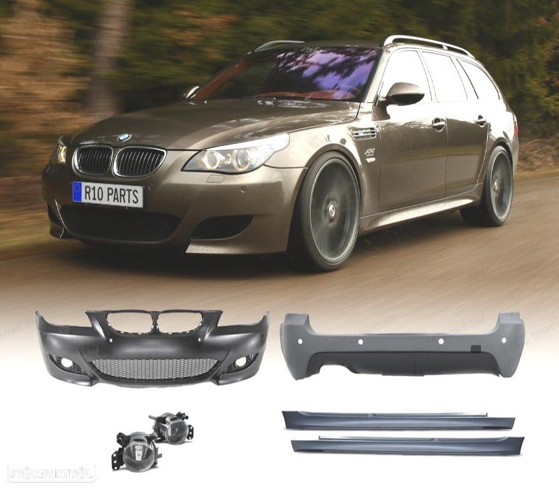 KIT CARROÇARIA BMW E61 TOURING 03-07 LOOK M5 PDC SRA + NEVOEIROS - 1