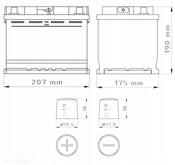Akumulator Max Amper 12V 60Ah 520A L2 P - 14 kg - 9