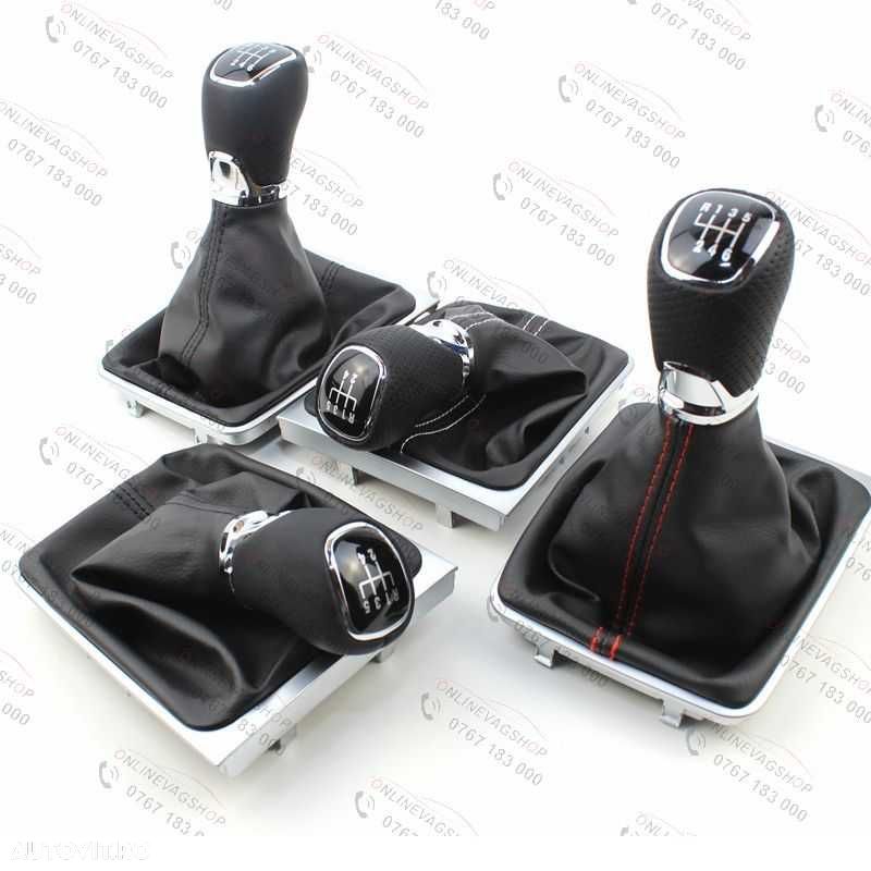Nuca schimbator piele 4x4 Passat B6,CC,3C,B7 in 5 sau 6 viteze cu manson - 1