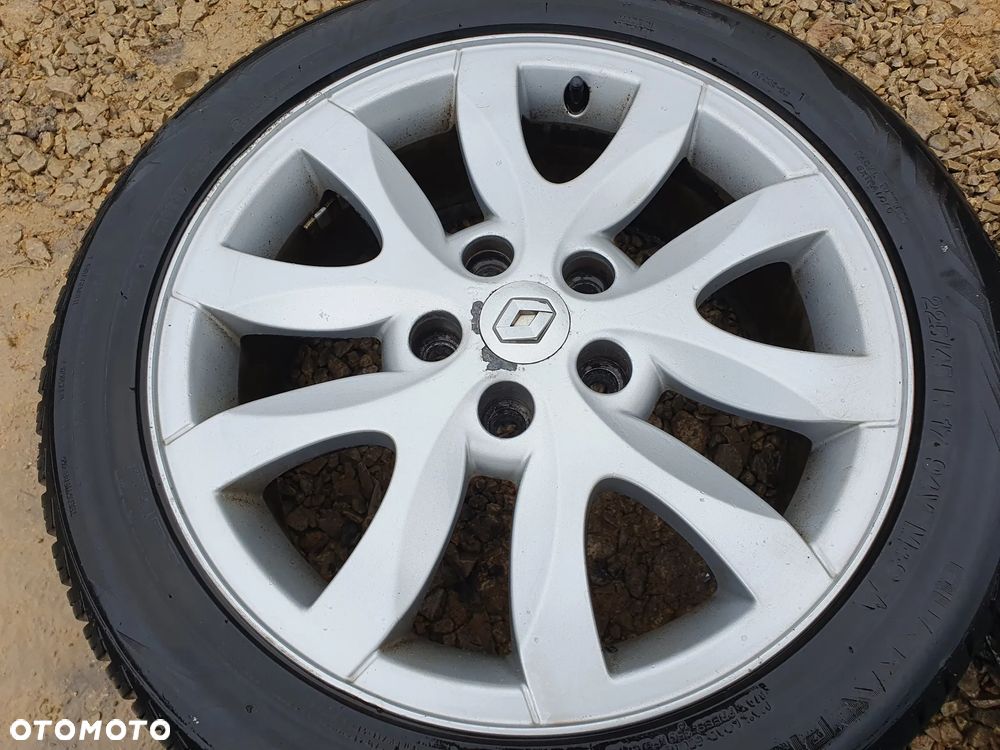 RENAULT 4X KOŁA ALUFELGI 17" 7J ET47 5x114.3 ORYGINALNE FELGI ALUMINIOWE 8200589047 SPIDER + OPONY 45/225/R17 6MM KOMPLET KÓŁ - 5