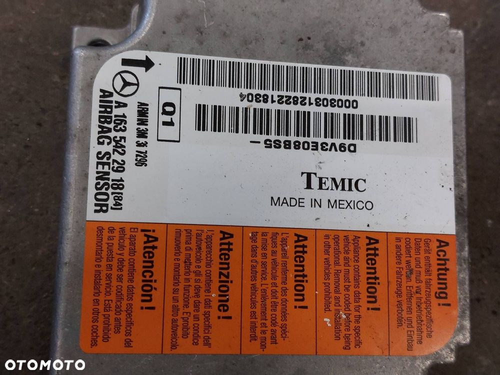 ZESTAW AIRBAG KOKPIT DESKA PODUSZKI PASY MODUŁ KURTYNY MERCEDES W163 ML - 8