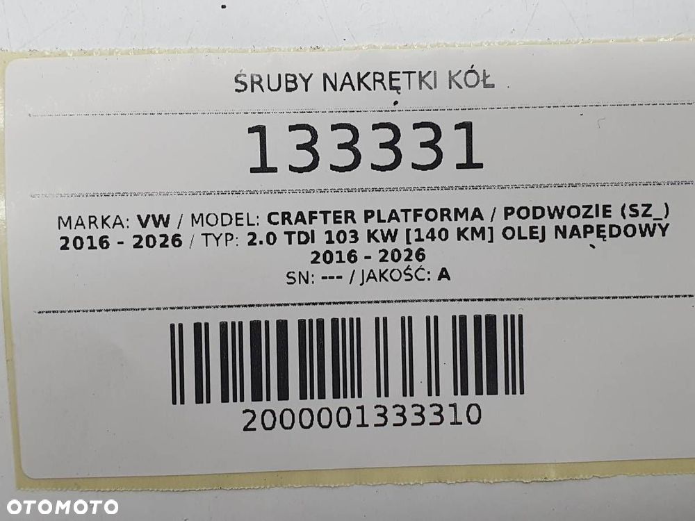 ŚRUBY NAKRĘTKI KÓŁ VW CRAFTER II M14X1.5 19MM KOMPLET - 5