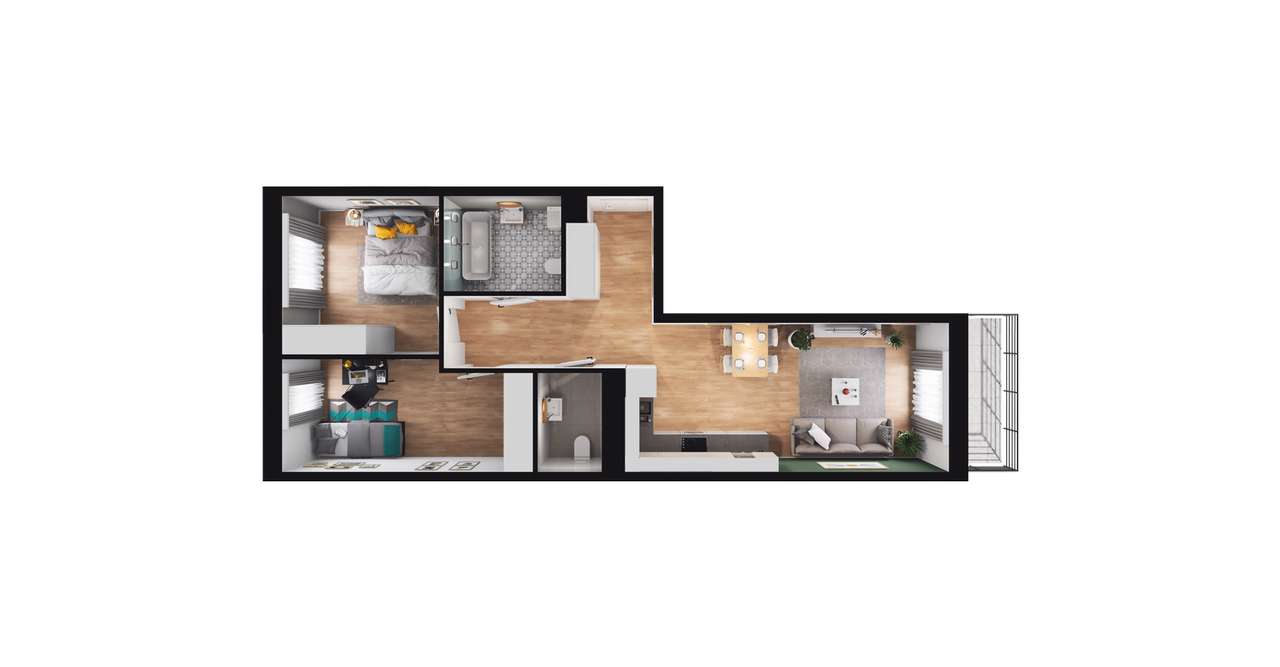 3-pokojowe mieszkanie 57m2 + balkon Bez Prowizji