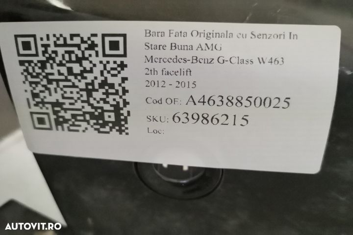 Bara Fata Originala cu Senzori Avariata AMG Mercedes-Benz  G-Class  W4 - 8