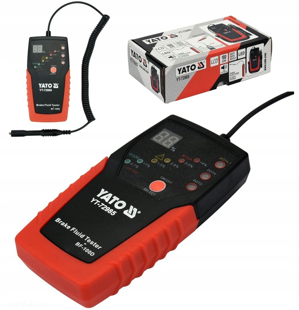 YATO MIERNIK TESTER PŁYNU HAMULCOWEGO WYŚWIETLACZ LCD Z SONDĄ YT-72985 - 2