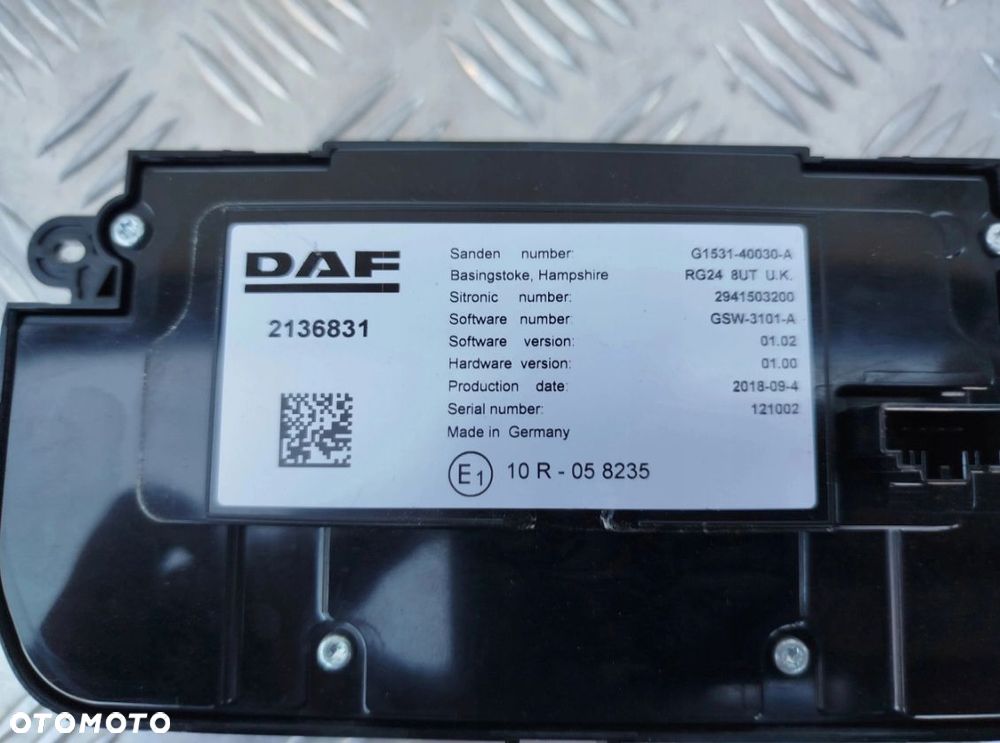 PANEL KLIMATYZACJI NAGRZEWNICY DAF XF 106 LIFT 2136831 - 2