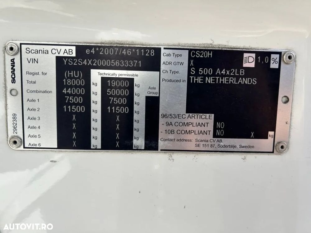 Scania S-500, Retarder, Jante Al, Clima stationare,Factura externa - 6