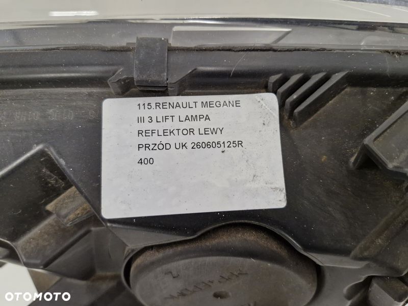 renault megane 3 iii lift lampa lewy przód lewa przednia reflektor uk 260605125r - 5