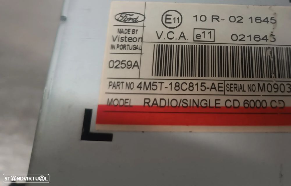 AUTO-RADIO ORIGINAL FORD FOCUS II / C-MAX 6000CD 4M5T18C815AE - 3