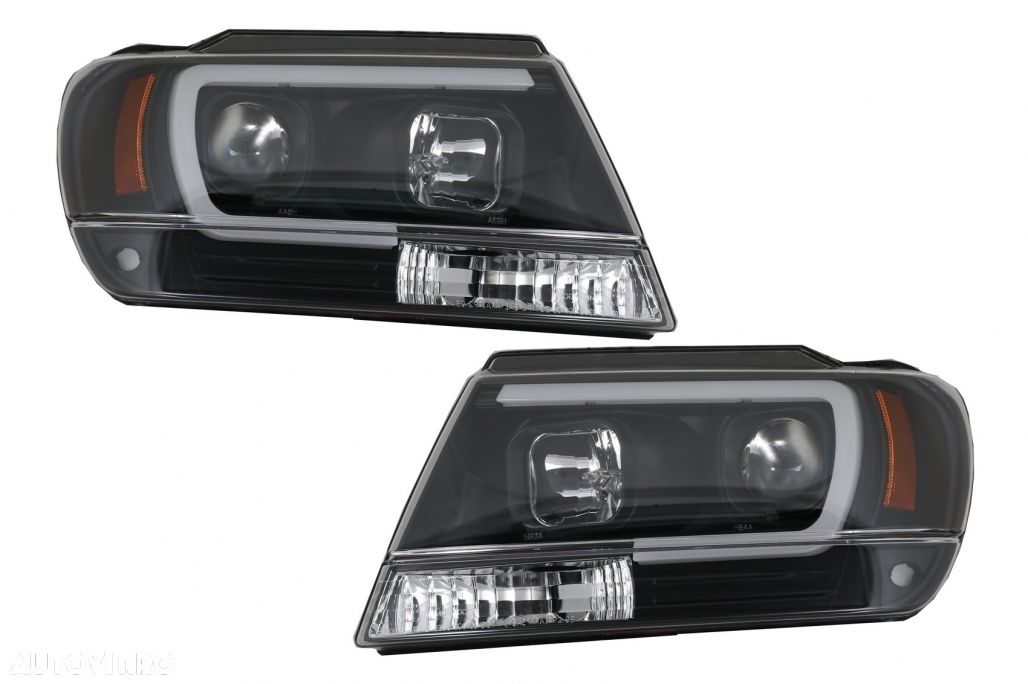 Faruri LED compatibil cu Jeep Grand Cherokee (1999-2004) Tube Light Negru - 1