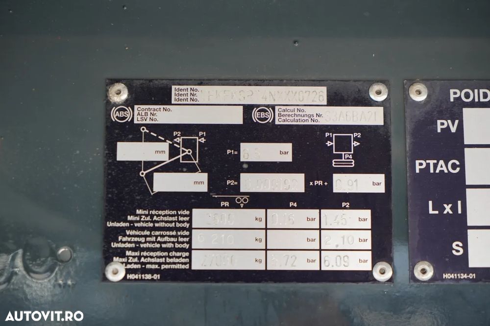 Fruehauf / SEMIREMORCĂ FURGON / STANDARD / PLATFORMĂ HIDRAULICĂ DHOLLANDIA - 1.500 KG / PODEA REZISTENTĂ (HEAVY-DUTY) / SAF / - 33