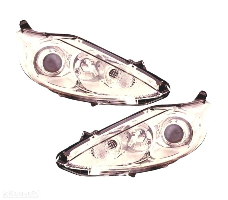 FARÓIS OPTICAS PARA FORD FIESTA MK7 3/5P 08-13 FUNDO CROMADO - 1